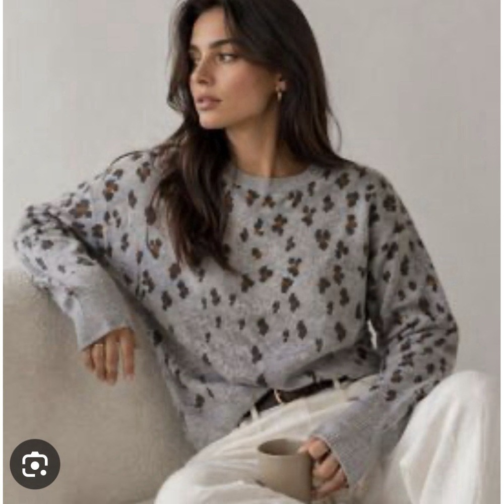 GAP Wool Blend Animal Print Bohemian Sweater Women S Grey Granolagirl Casual